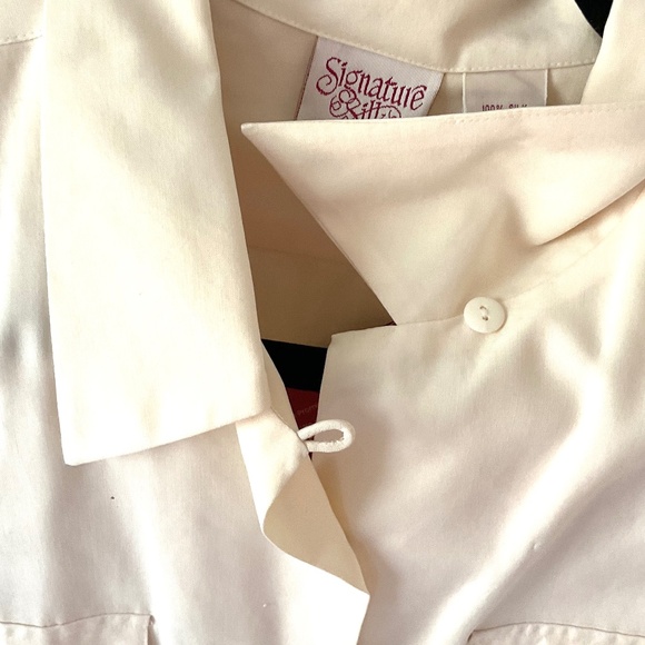 NWT VINTAGE 100% silk SIGNATURE SILKS CREAM SHORT SLEEVE OFFICE WORK SIZE LARGE - Picture 8 of 12
